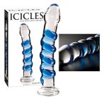 Icicles No. 5 - spirális üveg dildó (áttetsző-kék)