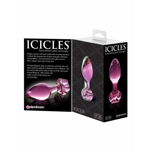 Icicles No. 48 - virágos üveg anál kúp pink
