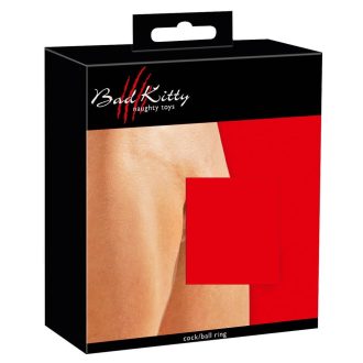 Bad Kitty - bőr herepánt és péniszgyűrű fekete-ezüst