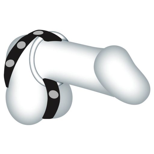 Bad Kitty - bőr herepánt és péniszgyűrű fekete-ezüst