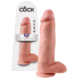 King Cock 12 herés nagy dildó 30 cm - natúr