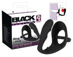   Black Velvet - hullámos análdildó pénisz- és heregyűrűvel (fekete)