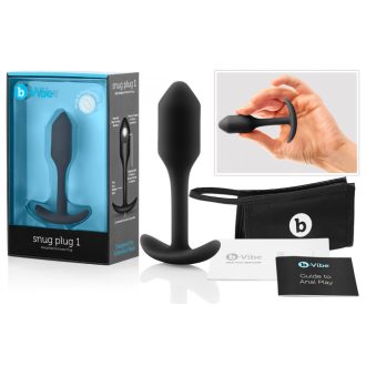 b-vibe Snug Plug 1 - anál dildó belső súllyal 55g - fekete