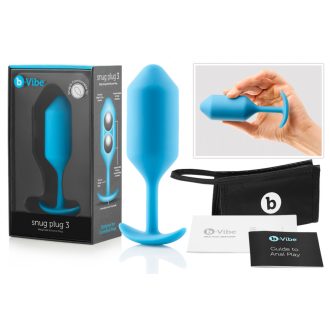 b-vibe Snug Plug 3 - dupla golyós anál dildó 180g - kék