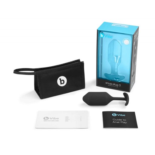 b-vibe Snug Plug 3 - dupla golyós anál dildó 180g - fekete