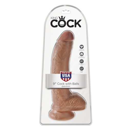 King Cock 9 herés dildó 23 cm - barna
