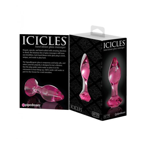 Icicles No. 79 - kúpos üveg anál dildó pink
