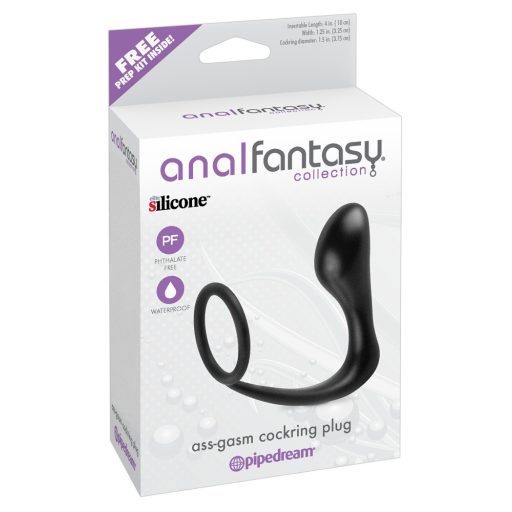 analfantasy ass-gasm plug - análujj dildó péniszgyűrűvel fekete