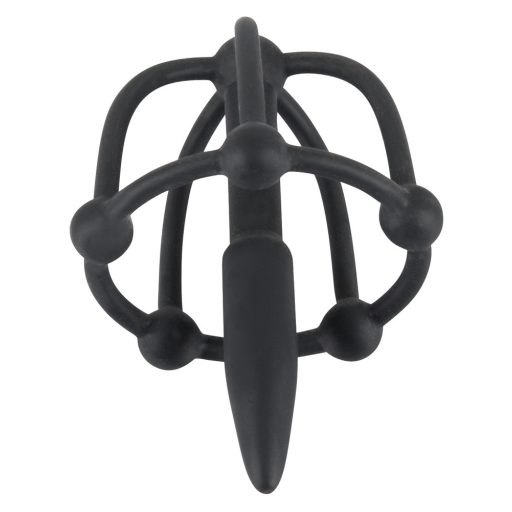 Penisplug - szilikon makk ketrec húgycsőkúppal fekete