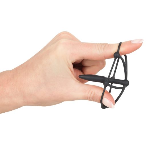 Penisplug - szilikon makk ketrec húgycsőkúppal fekete