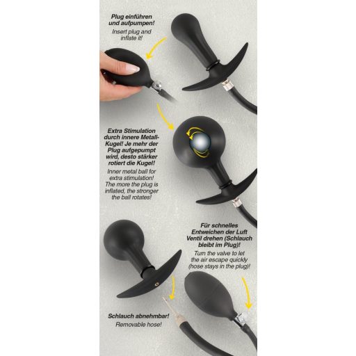 You2Toys - golyós, pumpálható anál dildó fekete