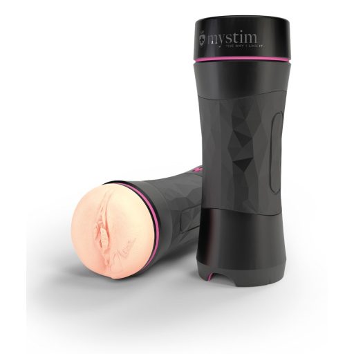 mystim OPUS Mica - élethű műpunci maszturbátor natúr-fekete