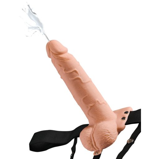 Fetish Strap-On 7,5 - felcsatolható, üreges, spriccelő dildó natúr