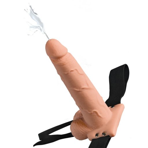 Fetish Strap-On 7,5 - felcsatolható, üreges, spriccelő dildó natúr