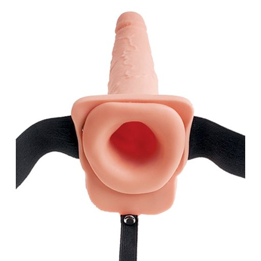 Fetish Strap-On 9 - felcsatolható, üreges, spriccelő dildó natúr