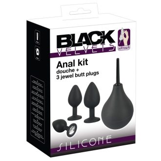 Black Velvet - anál dildó szett 4 részes - fekete