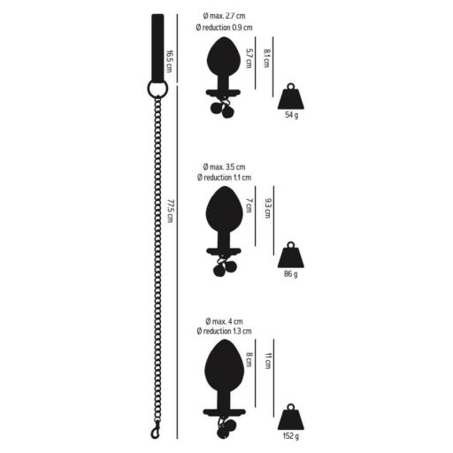 You2Toys - Butt Plug Set - anál dildó szett pórázzal ezüst