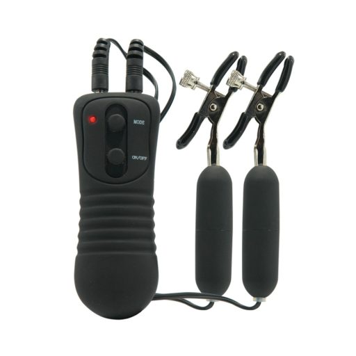 Fetish - rezgő mellbimbó csipesz fekete