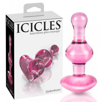 Icicles No. 75 - szíves, üveg anál dildó pink