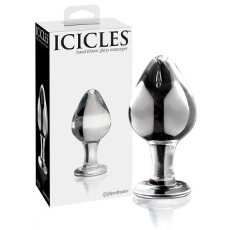 Icicles No. 25 - kúpos, üveg anál dildó áttetsző
