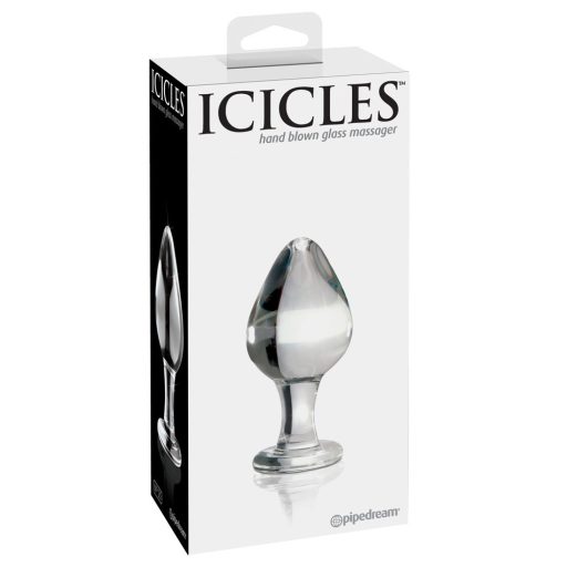 Icicles No. 25 - kúpos, üveg anál dildó áttetsző