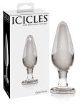 Icicles No. 26 - kúpos, üveg anál dildó (áttetsző)