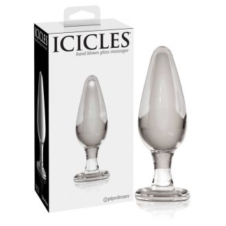 Icicles No. 26 - kúpos, üveg anál dildó áttetsző
