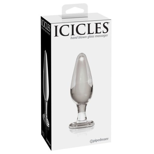 Icicles No. 26 - kúpos, üveg anál dildó áttetsző