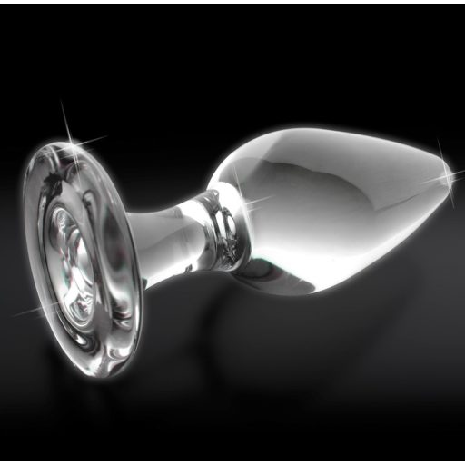 Icicles No. 26 - kúpos, üveg anál dildó áttetsző