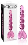 Icicles No. 43 - gyöngyös, szíves üveg dildó pink Icicles No. 43 - gyöngyös, szíves üveg dildó pink
