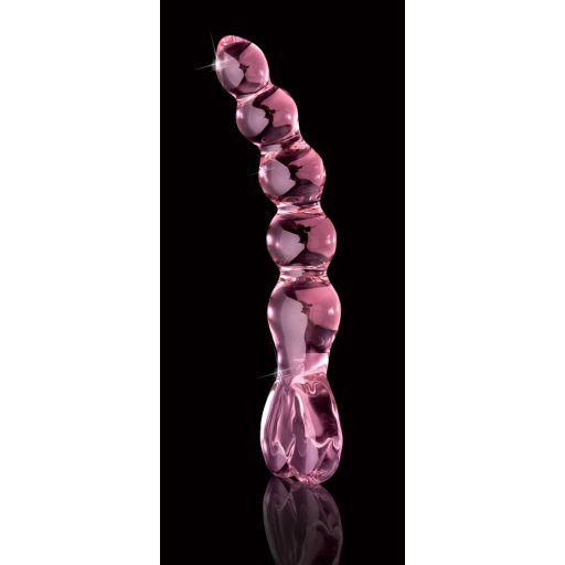Icicles No. 43 - gyöngyös, szíves üveg dildó pink