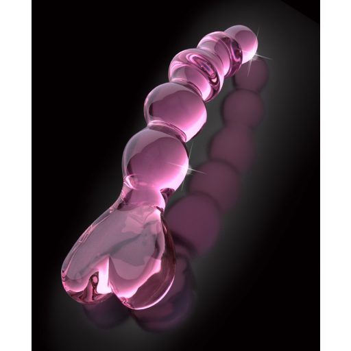 Icicles No. 43 - gyöngyös, szíves üveg dildó pink
