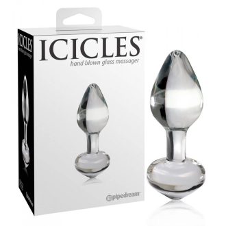 Icicles No. 44 - kúpos, üveg anál dildó áttetsző