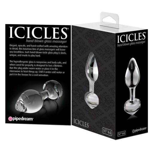 Icicles No. 44 - kúpos, üveg anál dildó áttetsző