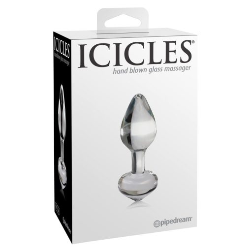 Icicles No. 44 - kúpos, üveg anál dildó áttetsző