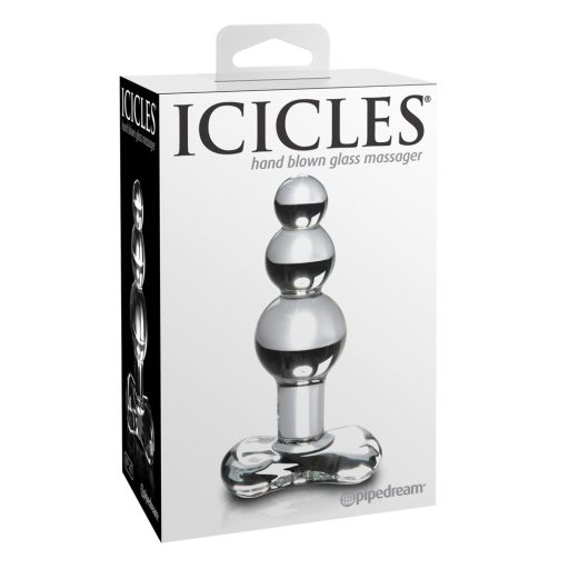 Icicles No. 47 - tripla gyöngyös, üveg anál dildó áttetsző