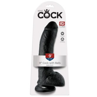 King Cock 9 - nagy tapadótalpas, herés dildó 23cm - fekete