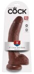   King Cock 9 - nagy tapadótalpas, herés dildó (23cm) - barna