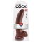 King Cock 9 - nagy tapadótalpas, herés dildó 23cm - barna