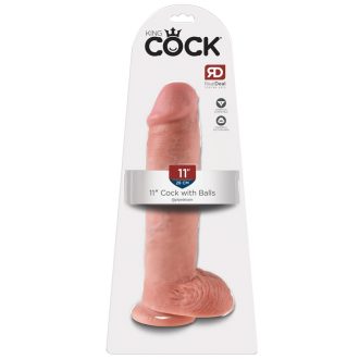 King Cock 11 - nagy tapadótalpas, herés dildó 28cm - natúr