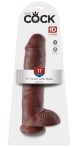   King Cock 11 - nagy tapadótalpas, herés dildó (28cm) - barna