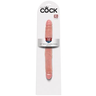 King Cock 12 Slim - élethű dupla dildó 31cm - natúr