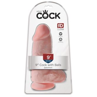 King Cock 9 Chubby - tapadótalpas, herés dildó 23cm - natúr