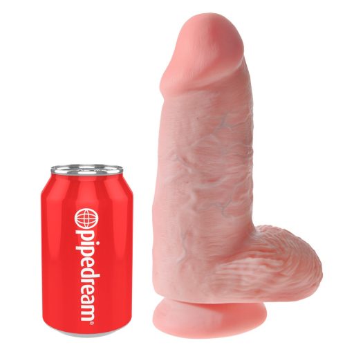 King Cock 9 Chubby - tapadótalpas, herés dildó 23cm - natúr