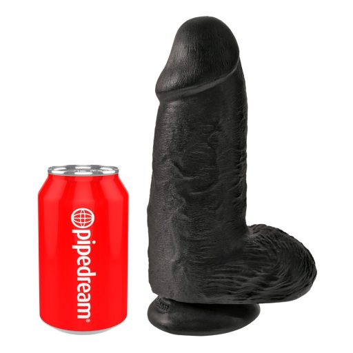 King Cock 9 Chubby - tapadótalpas, herés dildó 23cm - fekete