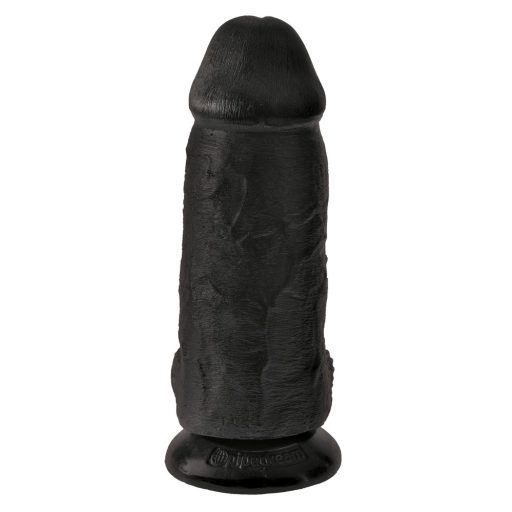 King Cock 9 Chubby - tapadótalpas, herés dildó 23cm - fekete