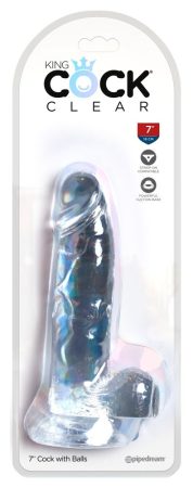 King Cock Clear 7 - tapadótalpas, herés dildó 18cm