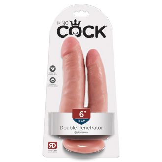 King Cock Double Penetrator - élethű dupla dildó natúr