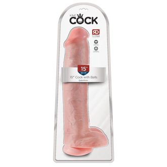 King Cock 15 - tapadótalpas, herés dildó 38cm - natúr