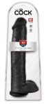 King Cock 15 - tapadótalpas, herés dildó 38cm - fekete King Cock 15 - tapadótalpas, herés dildó 38cm - fekete